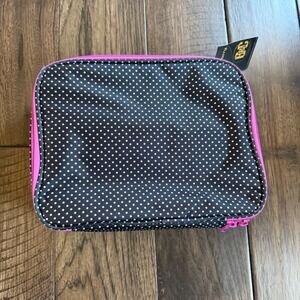 Bag & Carry Polka Dot Travel Makeup Organizer Black Pink Cosmetic Bag NEW